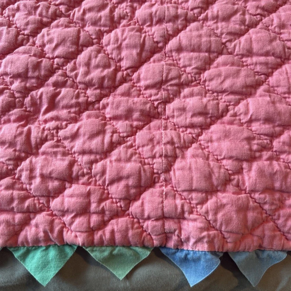 Prarie Point Rainbow Quilt Handmade Patchwork Stair Step 70